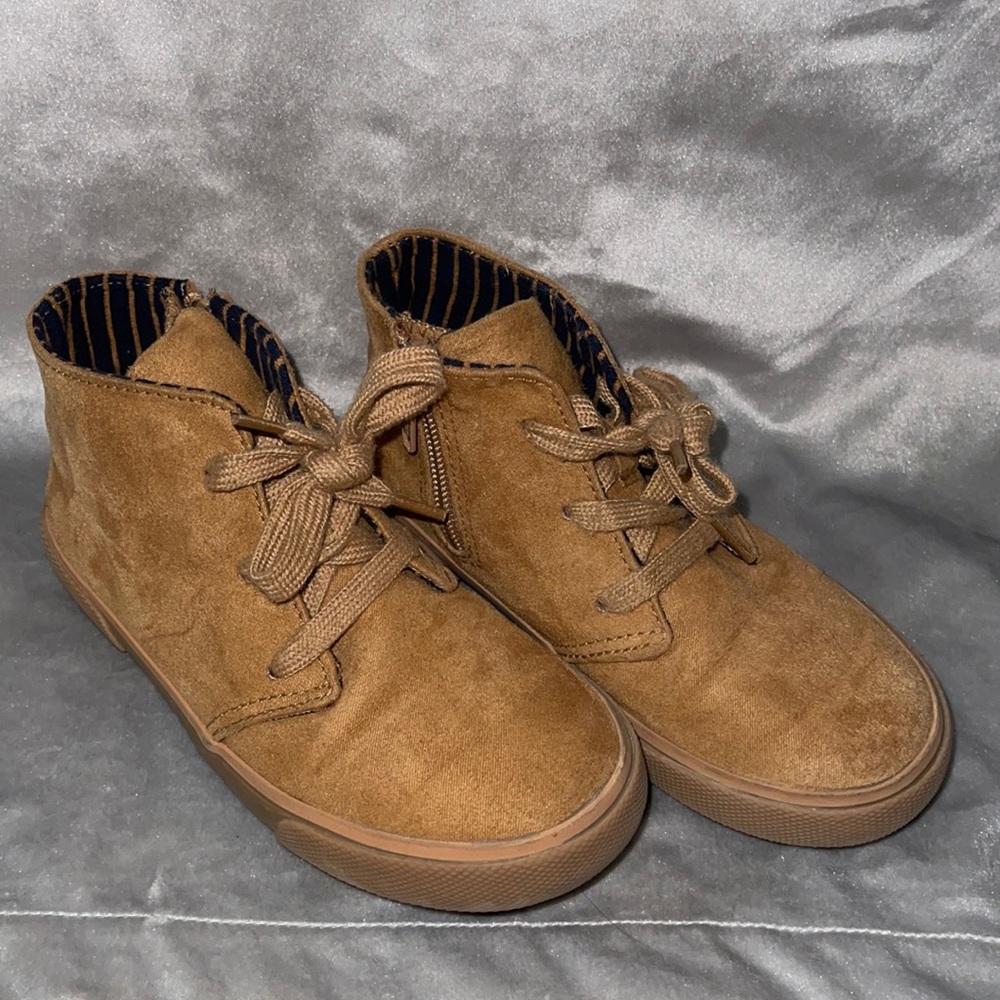 Boys camel colored shoes.